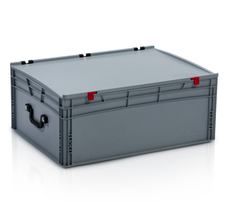 EURO crate 80x60x32 with lid - 1 handle on the short side