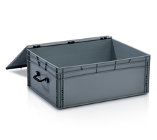 EURO crate 80x60x32 with lid - 1 handle on the short side