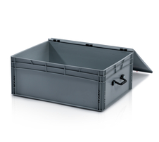 EURO crate 80x60x32 with lid - 2 handles on the short side