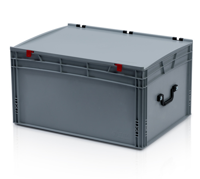 Přepravka EURO s víkem 80x60x43,5 - 2 madla na krátké straně