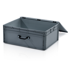 EURO crate 80x60x32 with lid - 1 handle on the long side