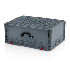 EURO crate 80x60x32 with lid - 1 handle on the long side