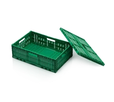 Folding peforated crate 60x40x22 green