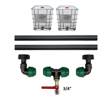 Propojení na 2 IBC s vypouštěcím zahradním kohoutem 3/4"