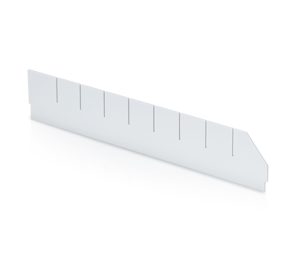 Podélná příčka s výřezy pro regálový box - 50x9 cm